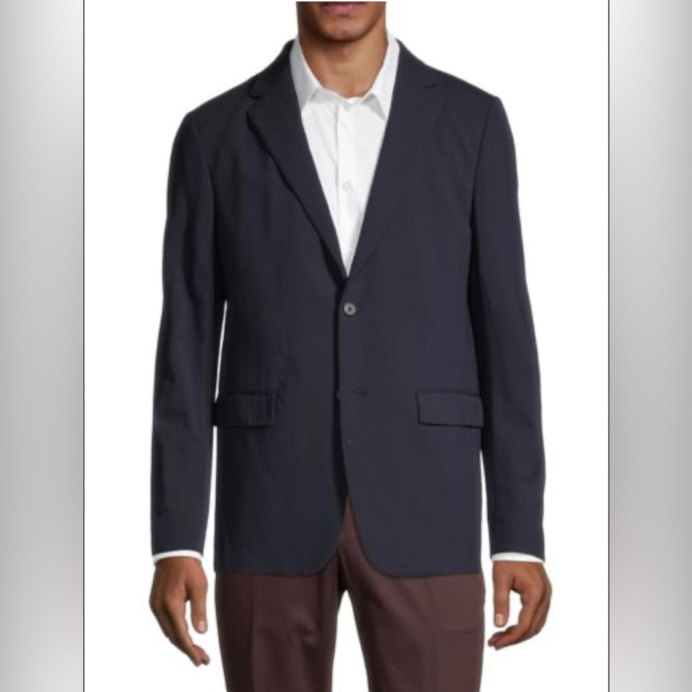 $645 THEORY Men's Clinton Blazer Jacket Coat Size 46 Eclipse Blue Wool Blend